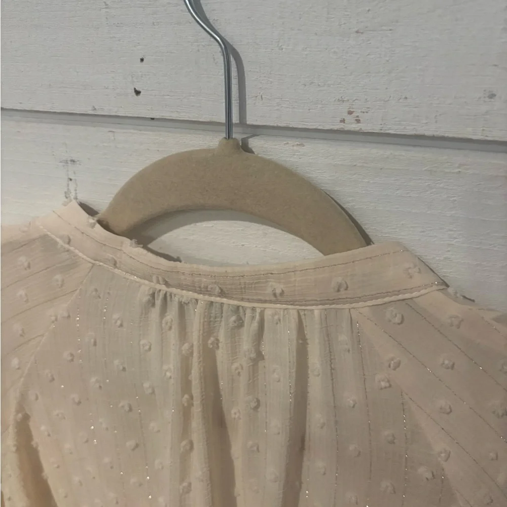 Zara Tan Ruffled 3/4 Sleeve Blouse ins size medium - Picture 7 of 13
